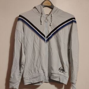 PINK Victoria's Secret Gray and Blue Zip Up Sweater